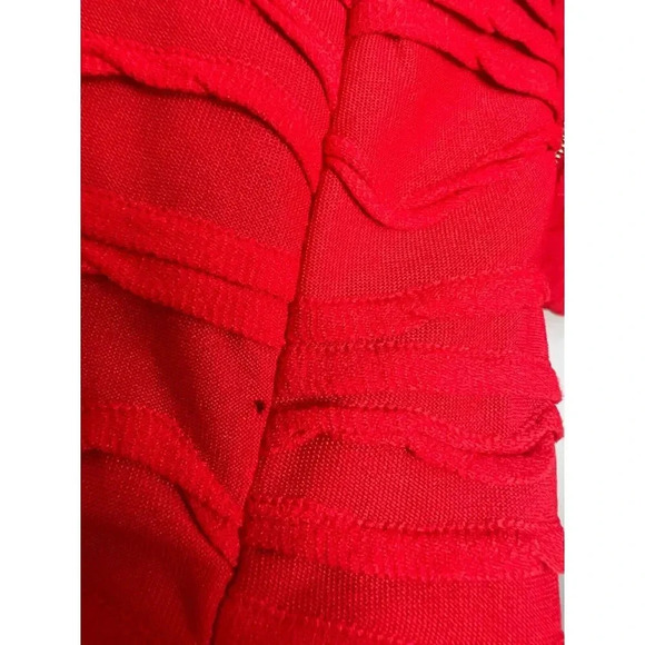 Chicos red blazer jacket open front textured zipper pockets career size Medium - Picture 3 of 4